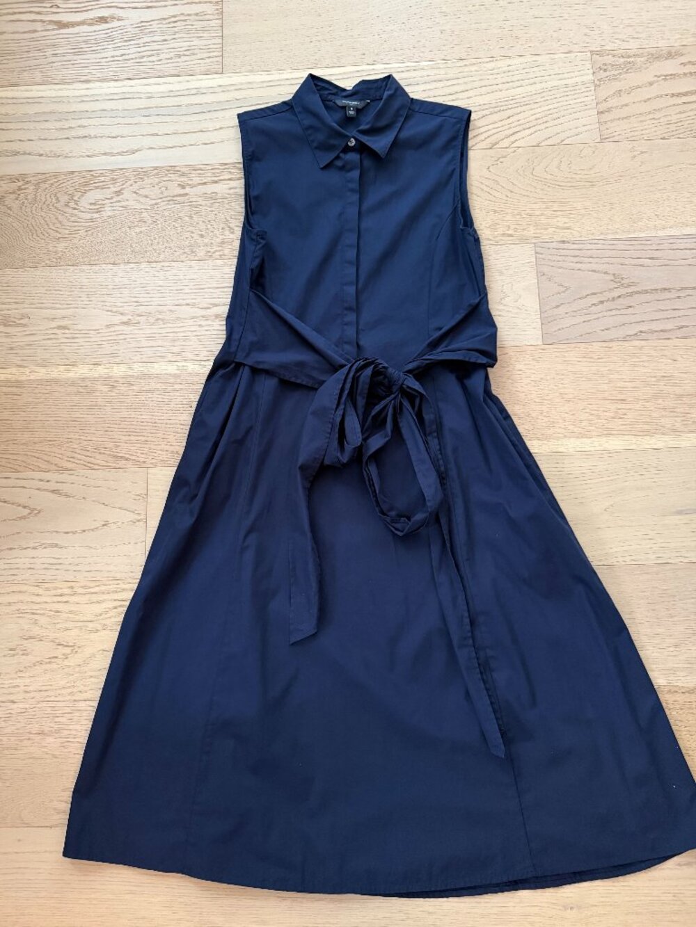 NWOT Banana Republic Navy Poplin Shirt Dress, A-Line, Tie Wrap Waist, Size S